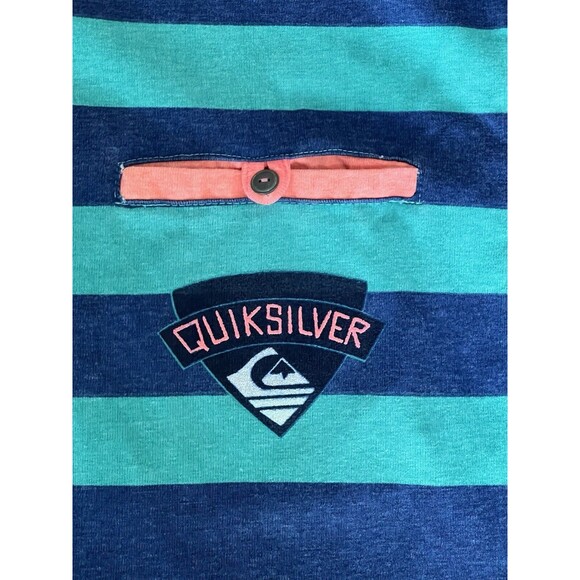 Vintage QUICKSILVER Rugby Stripe T-Shirt Wave Logo Boxy 80’s Surf Skate USA Made - Picture 4 of 7